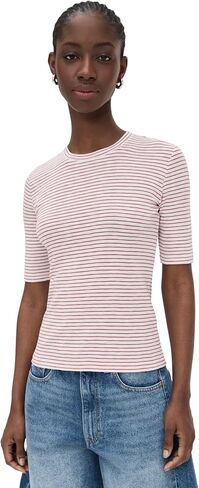 Vince Women's Striped Elbow Sleeve Crew Tee in Saudi Arabia
