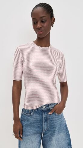 Vince Women's Striped Elbow Sleeve Crew Tee in Saudi Arabia