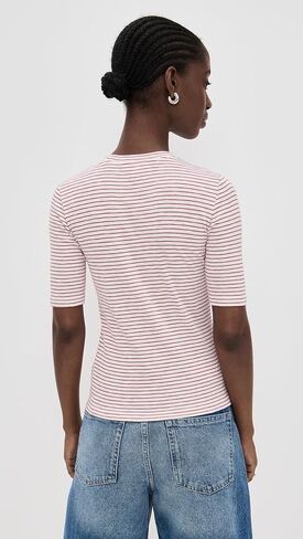 Vince Women's Striped Elbow Sleeve Crew Tee in Saudi Arabia