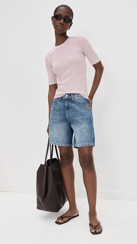 Vince Women's Striped Elbow Sleeve Crew Tee in Saudi Arabia
