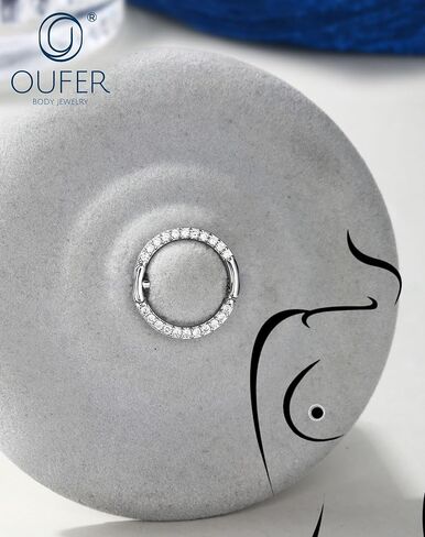 OUFER Nipple Piercing Jewelry 14G Shiny Clear CZ Round Nipple Rings, 2PCS 316L Surgical Steel Nipple Barbell Hoops, 14MM Nipple Piercing Kit For Women in Saudi Arabia