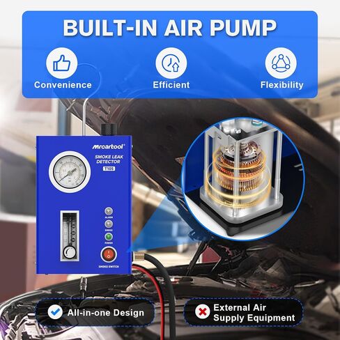 جهاز دخان EVAP للسيارات من MR CARTOOL T130، جهاز كشف تسرب نظام أنابيب وقود السيارة ثنائي الوضع 12 فولت مع مستوى الزيت ومقياس تدفق قابل للتعديل لجميع المركبات in Kuwait