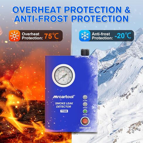 MR CARTOOL T130 Automotive EVAP Smoke Machine, Dual Mode 12V Car Fuel Pipe System Leak Tester Detector with Oil Level and Adjustable Flowmeter for All Vehicles in Kuwait