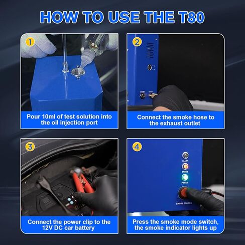 MR CARTOOL T130 Automotive EVAP Smoke Machine, Dual Mode 12V Car Fuel Pipe System Leak Tester Detector with Oil Level and Adjustable Flowmeter for All Vehicles in Kuwait