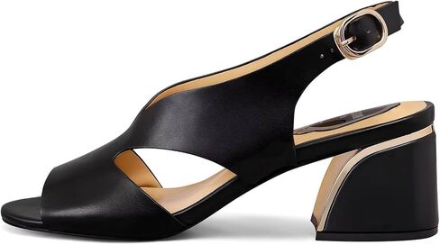 كعب Slingback للنساء صنادل مفتوحة من الأمام كتلة كعب مكتنز حزام مشبك مضخات مع اصبع القدم المستديرة in Kuwait