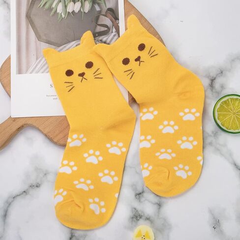 YSense 5 Pairs Womens Cute Socks Dog Cat Novelty Animal Socks Girl Cartoon Cotton Casual Crew Funny Socks Gifts in Kuwait