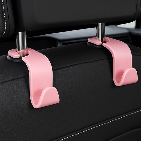 5 Pcs Hooks for Car Seat Headrest Hook, Car Back Seat Headrest Hooks Storage for Automotive Vehicle Cars Accessories Purses Grocery Bags Handbag Coat Umbrella Hanger Holder Organizer（pink） in Kuwait