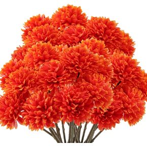 24 Pcs Marigold Flowers Bulk Halloween Chrysanthemum Ball Bouquets for Day of Dead 2.76" Artificial Flowers for Diwali Indian Decor DIY Wreath Garland(Orange) in Saudi Arabia