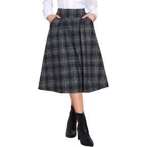 Allegra K Plaid Skirts for Women's Vintage Tartan High Waist A-Line Midi Skirt with Pockets in Saudi Arabia