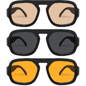 نظارات شمسية ريترو مربعة الشكل للنساء والرجال طراز السبعينيات بظلال عصرية مسطحة علوية للحماية من الأشعة فوق البنفسجية in Kuwait