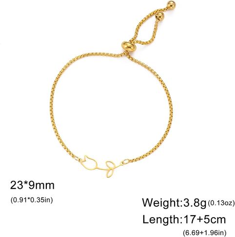 Tulip Charm Bracelet for Women Stainless Steel Dainty Elegant Tulip Flower Bracelets Tulip Jewelry Mother's Day Gifts in Saudi Arabia