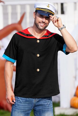 Arvilhill Mens Halloween Popeye Costume Adult Funny Sailor Outfit with Hat Pipe (S-3XL) in Saudi Arabia