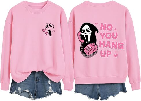 No You Hang Up Sweatshirt Funny Halloween Shirt Casual Pullover Crewneck Soft Comfy Fall Winter Tops in Saudi Arabia