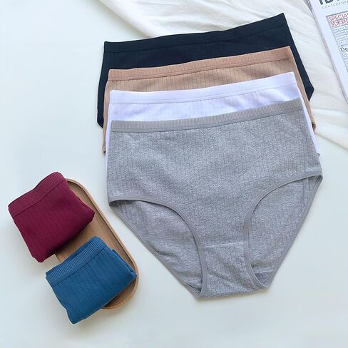 5 Pack Women's Underwear - Women's High-Waist Cotton Briefs Set Breathable and Soft Comfortable Underwear in Saudi Arabia
