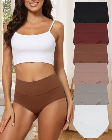 6PCS High Waist Women's Seamless Underwear Full Coverage Brief No Show Panties Sexy Comfortable Pantie in Saudi Arabia