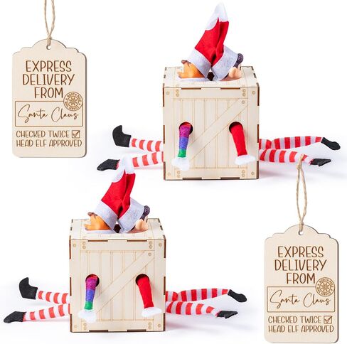 Christmas Elf Wooden Crate - Christmas Elf Wooden Crate Name Tag Santa’s Elves Delivery Box Wooden Elf Holder Christmas Winter Xmas New Year Gifts - Holds Two Elves (Elves Are Not Included) in Saudi Arabia