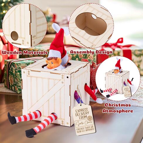 Christmas Elf Wooden Crate - Christmas Elf Wooden Crate Name Tag Santa’s Elves Delivery Box Wooden Elf Holder Christmas Winter Xmas New Year Gifts - Holds Two Elves (Elves Are Not Included) in Saudi Arabia