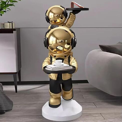 Modern Astronaut Statues White Spaceman Sculpture Floor Figurine Ornament End Side Table with Storage for Home Decoration in Kuwait