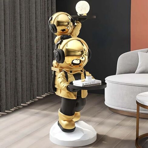 Modern Astronaut Statues White Spaceman Sculpture Floor Figurine Ornament End Side Table with Storage for Home Decoration in Kuwait
