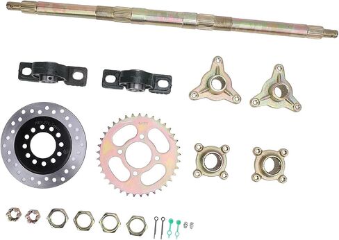 24inch Rear Axle Kit,Go Kart Rear Axle Kit 24 Inch Heavy Duty Sprocket Brake Disc Base Rear Axle Assembly Set for 50 to 150 DIY Rebuilt ATVs Quads and Drift Trikes in Saudi Arabia