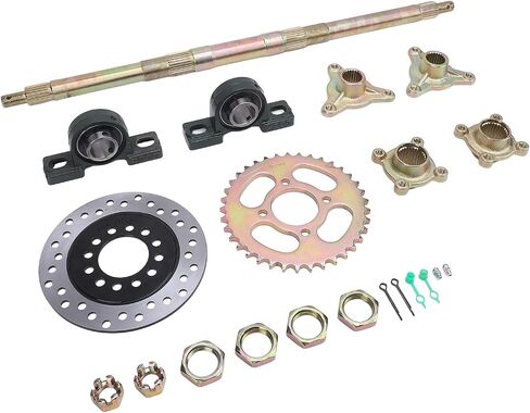 24inch Rear Axle Kit,Go Kart Rear Axle Kit 24 Inch Heavy Duty Sprocket Brake Disc Base Rear Axle Assembly Set for 50 to 150 DIY Rebuilt ATVs Quads and Drift Trikes in Saudi Arabia