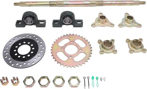 24inch Rear Axle Kit,Go Kart Rear Axle Kit 24 Inch Heavy Duty Sprocket Brake Disc Base Rear Axle Assembly Set for 50 to 150 DIY Rebuilt ATVs Quads and Drift Trikes in Saudi Arabia
