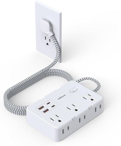 Surge Protector Power Strip 5 Ft Cord, Ultra Thin Flat Extension Cord with 6 Outlets 4 USB Ports(2 USB C), Flat Plug Power Strip, Braided Power Cord for College Dorm Room Essentials in Saudi Arabia