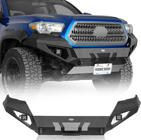 Hooke Road 3rd Gen Tacoma Grizzly Front Bumper for 2016-2023 Toyota Tacoma, Full Width Off-Road Steel Bumper with Skid Plate, D-ring Mounts & LED Lights in Saudi Arabia