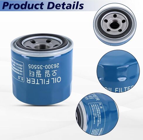 فلاتر زيت المحرك مع حشية سدادة التصريف المتوافقة مع هيونداي وكيا استبدال #26300-35505 (1 قطعة) in Saudi Arabia