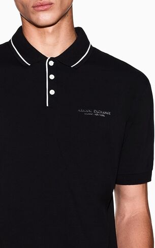 Armani Exchange Mens Regular Fit Small Text Logo Polo in Saudi Arabia