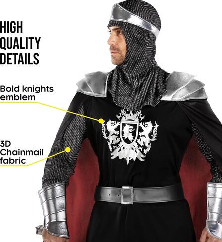 Morph Knight Costume Adults, Medieval Knight Costume Mens Halloween Crusader Outfit, Halloween Costumes For Men in Saudi Arabia