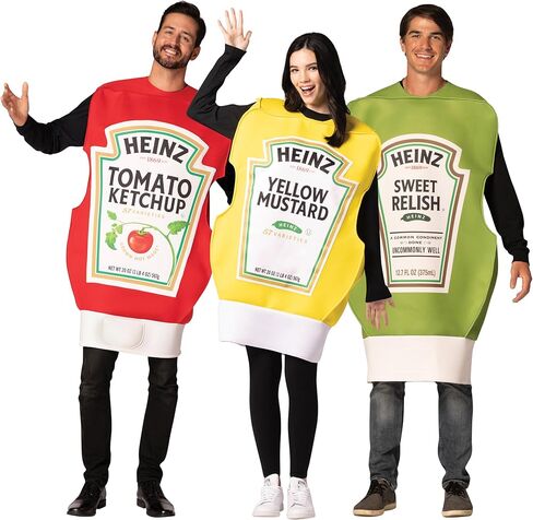 زي راستا إمبوستا هاينز المكون من 3 قطع من الكاتشب والخردل والمذاق لمجموعة الهالوين، للرجال والنساء، مقاس واحد للبالغين in Kuwait