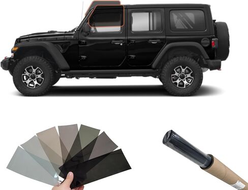 DIY MotoShield Pro 2mil Premium Professional Precut Nano Ceramic Window Tint Film Kit لـ (2023-2025) جيب رانجلر 4 أبواب صلبة (السائق الأمامي/الراكب 15%) in Kuwait