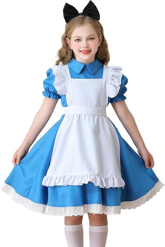 مجموعة فساتين الخادمة الرائدة من Happy Cherry Girls مع عصابة رأس على شكل فيونكة ملابس حاج استعمارية 1800s 3 قطع من 2 إلى 12 سنة in Saudi Arabia