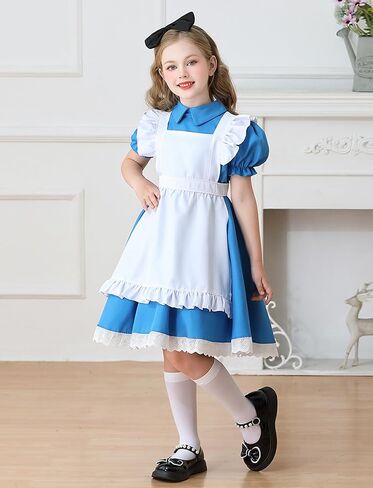 مجموعة فساتين الخادمة الرائدة من Happy Cherry Girls مع عصابة رأس على شكل فيونكة ملابس حاج استعمارية 1800s 3 قطع من 2 إلى 12 سنة in Saudi Arabia