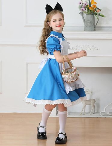مجموعة فساتين الخادمة الرائدة من Happy Cherry Girls مع عصابة رأس على شكل فيونكة ملابس حاج استعمارية 1800s 3 قطع من 2 إلى 12 سنة in Saudi Arabia