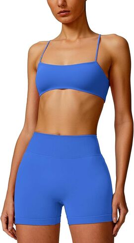 ABOCIW مجموعات تجريب للنساء سلس العصابة Strappy حمالة صدر رياضية Scrunch بعقب عالية الخصر السائق السراويل الصالة الرياضية مجموعة 2 قطعة in Saudi Arabia