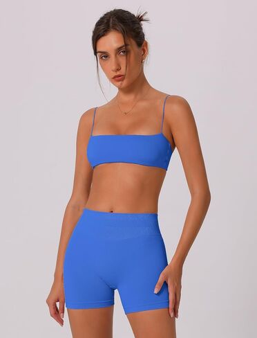 ABOCIW مجموعات تجريب للنساء سلس العصابة Strappy حمالة صدر رياضية Scrunch بعقب عالية الخصر السائق السراويل الصالة الرياضية مجموعة 2 قطعة in Saudi Arabia