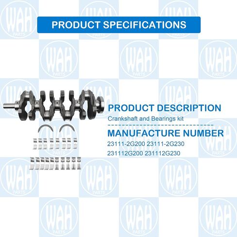 23111-2G200 مجموعة العمود المرفقي والمحامل المتوافقة مع 2011-2019 Hyundai Sonata 2012-2019 Kia Sportage 2011-2016 Kia Optima 2.4L 23111-2G230 in Saudi Arabia