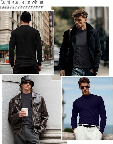 Riyiper 3 Pack Men's Mock Neck Shirts, Long Sleeve Slim Fit Turtleneck Tops Lightweight Basic Pullover Casual Knit Sweaters in Kuwait