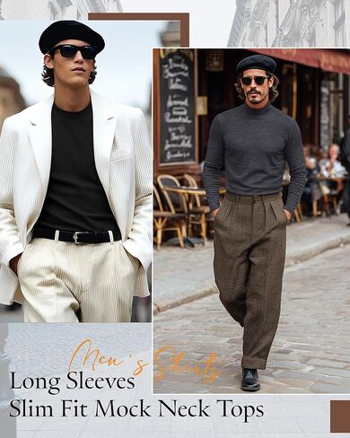 Riyiper 3 Pack Men's Mock Neck Shirts, Long Sleeve Slim Fit Turtleneck Tops Lightweight Basic Pullover Casual Knit Sweaters in Kuwait