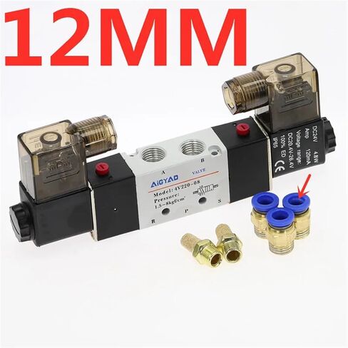 4V220-08 1/8 "1/4" مزدوج لفائف الهواء صمام الملف اللولبي الهوائي 5 طريقة 2 موقف DC12V DC24V AC110V AC220V مع التجهيزات كاتم الصوت (4V220-08، DC24V) in Saudi Arabia