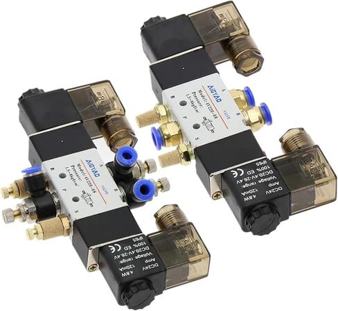 4V220-08 1/8 "1/4" مزدوج لفائف الهواء صمام الملف اللولبي الهوائي 5 طريقة 2 موقف DC12V DC24V AC110V AC220V مع التجهيزات كاتم الصوت (4V220-08، DC24V) in Saudi Arabia