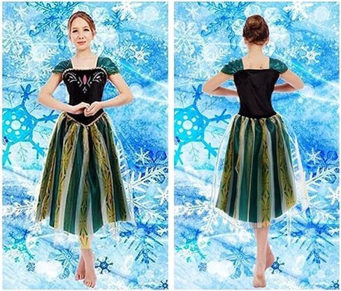 Princess Anna for Women Coronation Dress Adult Costume Anna Wig Elsa Wig Cosplay Christmas Halloween in Saudi Arabia