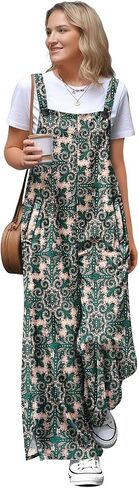 YESNO Jumpsuits for Women Casual Fall Boho Floral Overalls Side Slit Wide Leg Pants Outfit with Pockets PL2 in Saudi Arabia