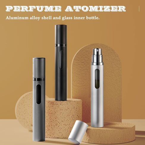 10ml Perfume Atomizer Travel Refillable, 3PCS Perfume Travel Refillable Bottle,Bottom-Filling Fragrances Perfumes Bottle,Mini Cologne Dispenser,Portable Sprayer（Black-Grey-Silver） in Saudi Arabia