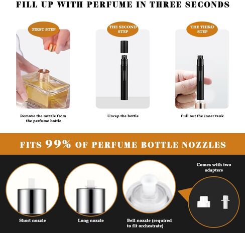 10ml Perfume Atomizer Travel Refillable, 3PCS Perfume Travel Refillable Bottle,Bottom-Filling Fragrances Perfumes Bottle,Mini Cologne Dispenser,Portable Sprayer（Black-Grey-Silver） in Saudi Arabia