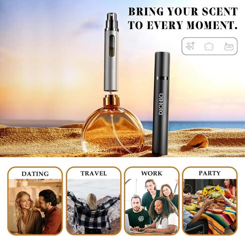 10ml Perfume Atomizer Travel Refillable, 3PCS Perfume Travel Refillable Bottle,Bottom-Filling Fragrances Perfumes Bottle,Mini Cologne Dispenser,Portable Sprayer（Black-Grey-Silver） in Saudi Arabia