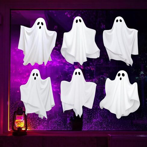Halloween Decorations Window Clings Decor: 6 Sheets Large Scary Bats Silhouette Window Stickers, Spooky Black Bat Decals for Kids Home School Office Party Supplies, Double-Sided Printed in Saudi Arabia