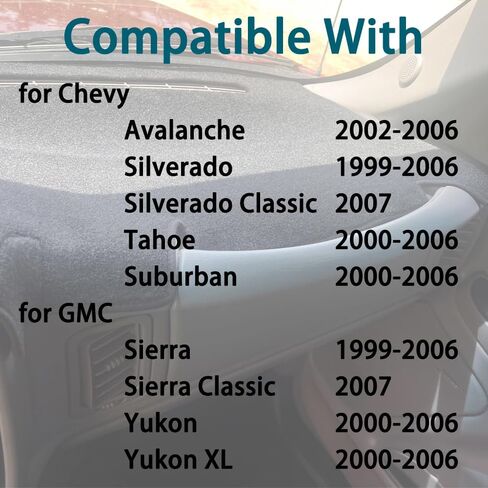 Dashboard Cover for Chevy Silverado 1999 2000 2001 2002 2003 2004 2005 2006 Classic 2007, Dash Cover for Chevrolet Tahoe Suburban Avalanche, Dashboard Mat fit for GMC Sierra Classic Yukon XL in Kuwait